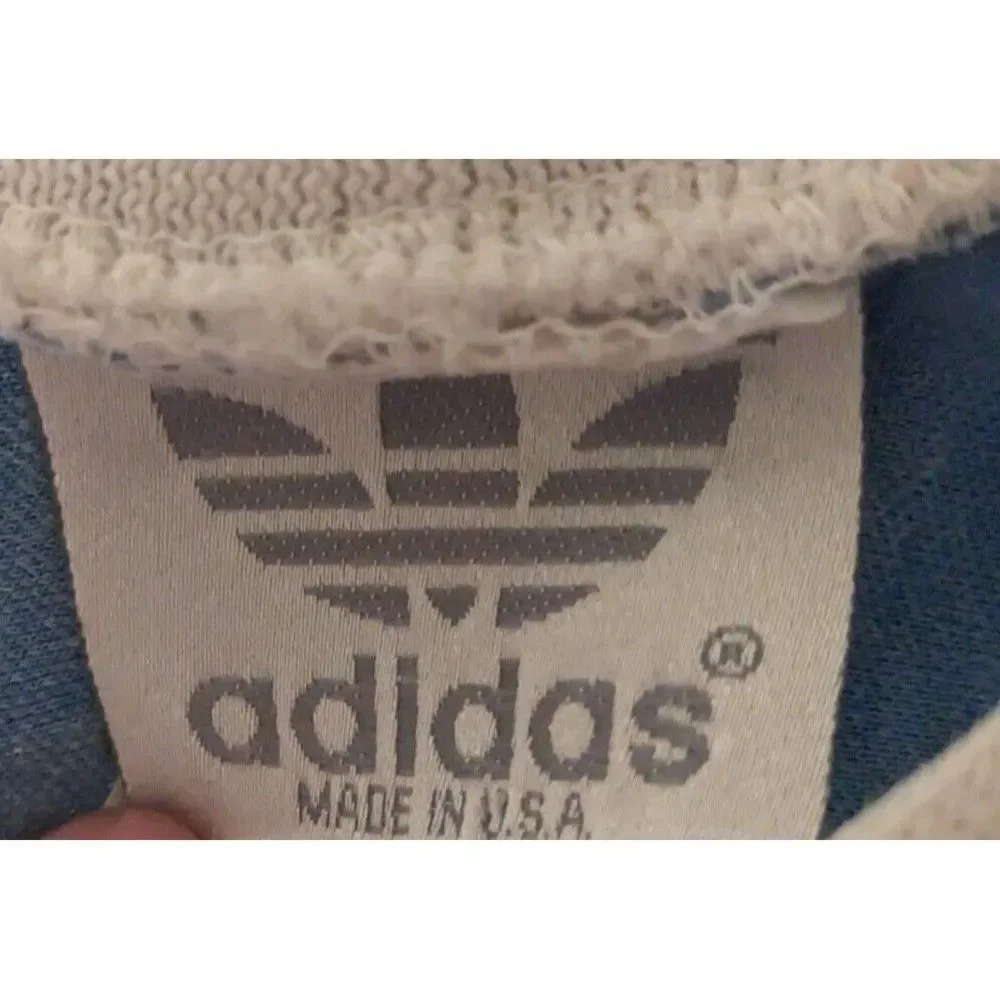 * Vintage 80s Adidas Goalkeeper Futbol Shirt Soccer Jersey Blue Size Tag Faded